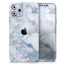 Marble & Digital Blue Frosted Foil V3 - Protective Skin Wrap & Decal – Compatible with iPhone SE to iPhone 17 Pro Max (All Models)