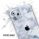 Marble & Digital Blue Frosted Foil V3 - Protective Skin Wrap & Decal – Compatible with iPhone SE to iPhone 17 Pro Max (All Models)
