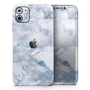 Marble & Digital Blue Frosted Foil V3 - Protective Skin Wrap & Decal – Compatible with iPhone SE to iPhone 17 Pro Max (All Models)