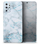 Marble & Digital Blue Frosted Foil V4 - Premium Vinyl Skin Decal for Samsung Galaxy S25 Ultra, S24, S23, S22 & All Galaxy S Models