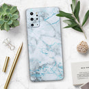 Marble & Digital Blue Frosted Foil V4 - Premium Vinyl Skin Decal for Samsung Galaxy S25 Ultra, S24, S23, S22 & All Galaxy S Models