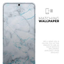 Marble & Digital Blue Frosted Foil V4 - Premium Vinyl Skin Decal for Samsung Galaxy S25 Ultra, S24, S23, S22 & All Galaxy S Models