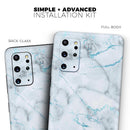 Marble & Digital Blue Frosted Foil V4 - Premium Vinyl Skin Decal for Samsung Galaxy S25 Ultra, S24, S23, S22 & All Galaxy S Models