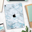 Marble & Digital Blue Frosted Foil V4 - Full Body Skin Decal for the Apple iPad Pro 12.9", 11", 10.5", 9.7", Air or Mini (All Models Available)