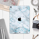 Marble & Digital Blue Frosted Foil V4 - Full Body Skin Decal for the Apple iPad Pro 12.9", 11", 10.5", 9.7", Air or Mini (All Models Available)