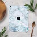 Marble & Digital Blue Frosted Foil V4 - Full Body Skin Decal for the Apple iPad Pro 12.9", 11", 10.5", 9.7", Air or Mini (All Models Available)