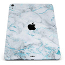 Marble & Digital Blue Frosted Foil V4 - Full Body Skin Decal for the Apple iPad Pro 12.9", 11", 10.5", 9.7", Air or Mini (All Models Available)