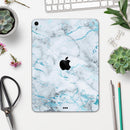 Marble & Digital Blue Frosted Foil V4 - Full Body Skin Decal for the Apple iPad Pro 12.9", 11", 10.5", 9.7", Air or Mini (All Models Available)