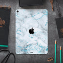 Marble & Digital Blue Frosted Foil V4 - Full Body Skin Decal for the Apple iPad Pro 12.9", 11", 10.5", 9.7", Air or Mini (All Models Available)