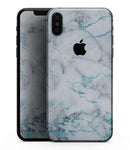 Marble & Digital Blue Frosted Foil V4 - iPhone XS MAX, XS/X, 8/8+, 7/7+, 5/5S/SE Skin-Kit (All iPhones Available)