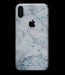 Marble & Digital Blue Frosted Foil V4 - iPhone XS MAX, XS/X, 8/8+, 7/7+, 5/5S/SE Skin-Kit (All iPhones Available)