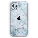 Marble & Digital Blue Frosted Foil V4 - Protective Skin Wrap & Decal – Compatible with iPhone SE to iPhone 17 Pro Max (All Models)