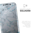 Marble & Digital Blue Frosted Foil V4 - Protective Skin Wrap & Decal – Compatible with iPhone SE to iPhone 17 Pro Max (All Models)
