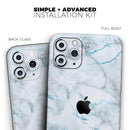 Marble & Digital Blue Frosted Foil V4 - Protective Skin Wrap & Decal – Compatible with iPhone SE to iPhone 17 Pro Max (All Models)