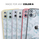 Marble & Digital Blue Frosted Foil V4 - Protective Skin Wrap & Decal – Compatible with iPhone SE to iPhone 17 Pro Max (All Models)