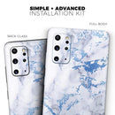 Marble & Digital Blue Frosted Foil V5 - Premium Vinyl Skin Decal for Samsung Galaxy S25 Ultra, S24, S23, S22 & All Galaxy S Models