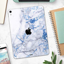 Marble & Digital Blue Frosted Foil V5 - Full Body Skin Decal for the Apple iPad Pro 12.9", 11", 10.5", 9.7", Air or Mini (All Models Available)