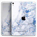 Marble & Digital Blue Frosted Foil V5 - Full Body Skin Decal for the Apple iPad Pro 12.9", 11", 10.5", 9.7", Air or Mini (All Models Available)