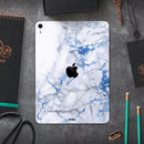 Marble & Digital Blue Frosted Foil V5 - Full Body Skin Decal for the Apple iPad Pro 12.9", 11", 10.5", 9.7", Air or Mini (All Models Available)