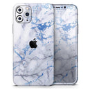Marble & Digital Blue Frosted Foil V5 - Protective Skin Wrap & Decal – Compatible with iPhone SE to iPhone 17 Pro Max (All Models)