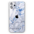 Marble & Digital Blue Frosted Foil V5 - Protective Skin Wrap & Decal – Compatible with iPhone SE to iPhone 17 Pro Max (All Models)