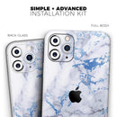 Marble & Digital Blue Frosted Foil V5 - Protective Skin Wrap & Decal – Compatible with iPhone SE to iPhone 17 Pro Max (All Models)
