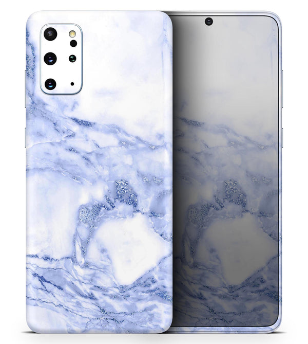 Marble & Digital Blue Frosted Foil V6 - Skin-Kit for the Samsung Galaxy S-Series S20, S20 Plus, S20 Ultra , S10 & others (All Galaxy Devices Available)