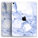 Marble & Digital Blue Frosted Foil V6 vinyl skin on Apple iPad