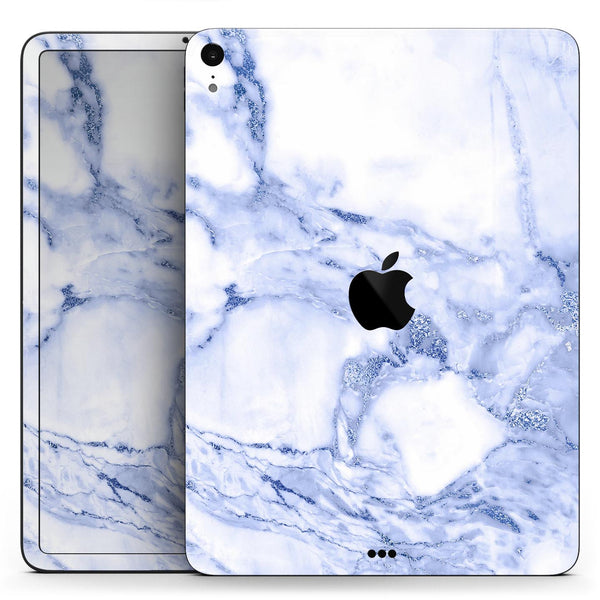 Marble & Digital Blue Frosted Foil V6 - Full Body Skin Decal for the Apple iPad Pro 12.9", 11", 10.5", 9.7", Air or Mini (All Models Available)