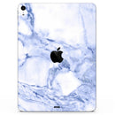Marble & Digital Blue Frosted Foil V6 vinyl skin on Apple iPad