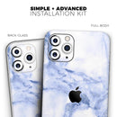 Marble & Digital Blue Frosted Foil V6 - Protective Skin Wrap & Decal – Compatible with iPhone SE to iPhone 17 Pro Max (All Models)