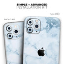 Marble & Digital Blue Frosted Foil V7 - Protective Skin Wrap & Decal – Compatible with iPhone SE to iPhone 17 Pro Max (All Models)