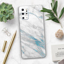 Marble & Digital Blue Frosted Foil V8 2 - Skin-Kit for the Samsung Galaxy S-Series S20, S20 Plus, S20 Ultra , S10 & others (All Galaxy Devices Available)