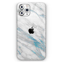 Marble & Digital Blue Frosted Foil V8 2 - Protective Skin Wrap & Decal – Compatible with iPhone SE to iPhone 17 Pro Max (All Models)
