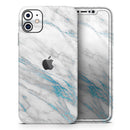 Marble & Digital Blue Frosted Foil V8 2 - Protective Skin Wrap & Decal – Compatible with iPhone SE to iPhone 17 Pro Max (All Models)
