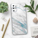 Marble & Digital Blue Frosted Foil V8 - Premium Vinyl Skin Decal for Samsung Galaxy S25 Ultra, S24, S23, S22 & All Galaxy S Models