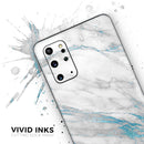 Marble & Digital Blue Frosted Foil V8 - Skin-Kit for the Samsung Galaxy S-Series S20, S20 Plus, S20 Ultra , S10 & others (All Galaxy Devices Available)