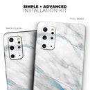 Marble & Digital Blue Frosted Foil V8 - Premium Vinyl Skin Decal for Samsung Galaxy S25 Ultra, S24, S23, S22 & All Galaxy S Models