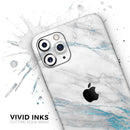 Marble & Digital Blue Frosted Foil V8 - Protective Skin Wrap & Decal – Compatible with iPhone SE to iPhone 17 Pro Max (All Models)