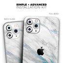 Marble & Digital Blue Frosted Foil V8 - Protective Skin Wrap & Decal – Compatible with iPhone SE to iPhone 17 Pro Max (All Models)
