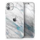 Marble & Digital Blue Frosted Foil V8 - Protective Skin Wrap & Decal – Compatible with iPhone SE to iPhone 17 Pro Max (All Models)
