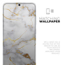 Marble & Digital Gold Foil V2 - Premium Vinyl Skin Decal for Samsung Galaxy S25 Ultra, S24, S23, S22 & All Galaxy S Models