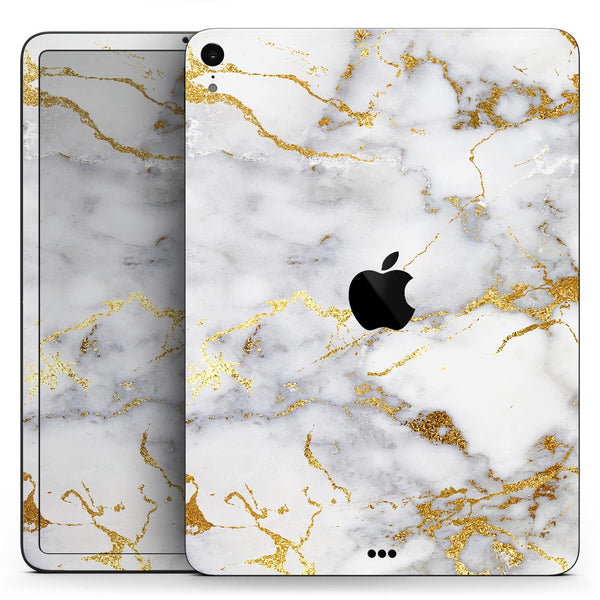 Marble & Digital Gold Foil V2 - Full Body Skin Decal for the Apple iPad Pro 12.9", 11", 10.5", 9.7", Air or Mini (All Models Available)