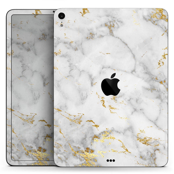 Marble & Digital Gold Foil V3 - Full Body Skin Decal for the Apple iPad Pro 12.9", 11", 10.5", 9.7", Air or Mini (All Models Available)