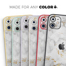 Marble & Digital Gold Foil V3 - Vinyl Skin Wrap for iPhone 17 Pro Max, 17 Pro, 17 Air, 17, 16 & All Models — Soft Matte or Ultra Gloss