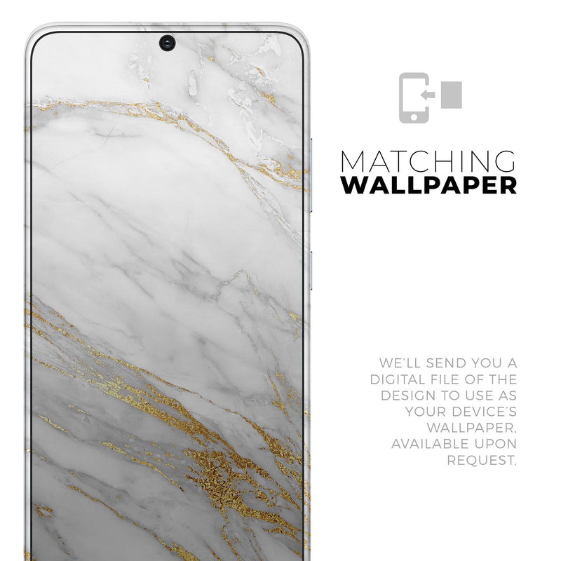 Marble & Digital Gold Foil V4 2 - Skin-Kit for the Samsung Galaxy S-Series S20, S20 Plus, S20 Ultra , S10 & others (All Galaxy Devices Available)