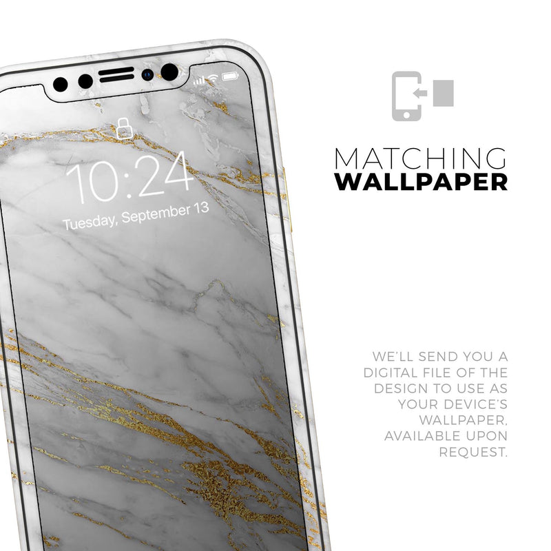 Marble & Digital Gold Foil V4 2 - Protective Skin Wrap & Decal – Compatible with iPhone SE to iPhone 17 Pro Max (All Models)