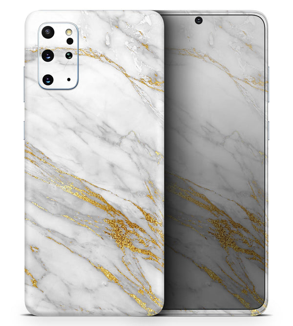 Marble & Digital Gold Foil V4 - Skin-Kit for the Samsung Galaxy S-Series S20, S20 Plus, S20 Ultra , S10 & others (All Galaxy Devices Available)