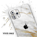 Marble & Digital Gold Foil V4 - Vinyl Skin Wrap for iPhone 17 Pro Max, 17 Pro, 17 Air, 17, 16 & All Models — Soft Matte or Ultra Gloss