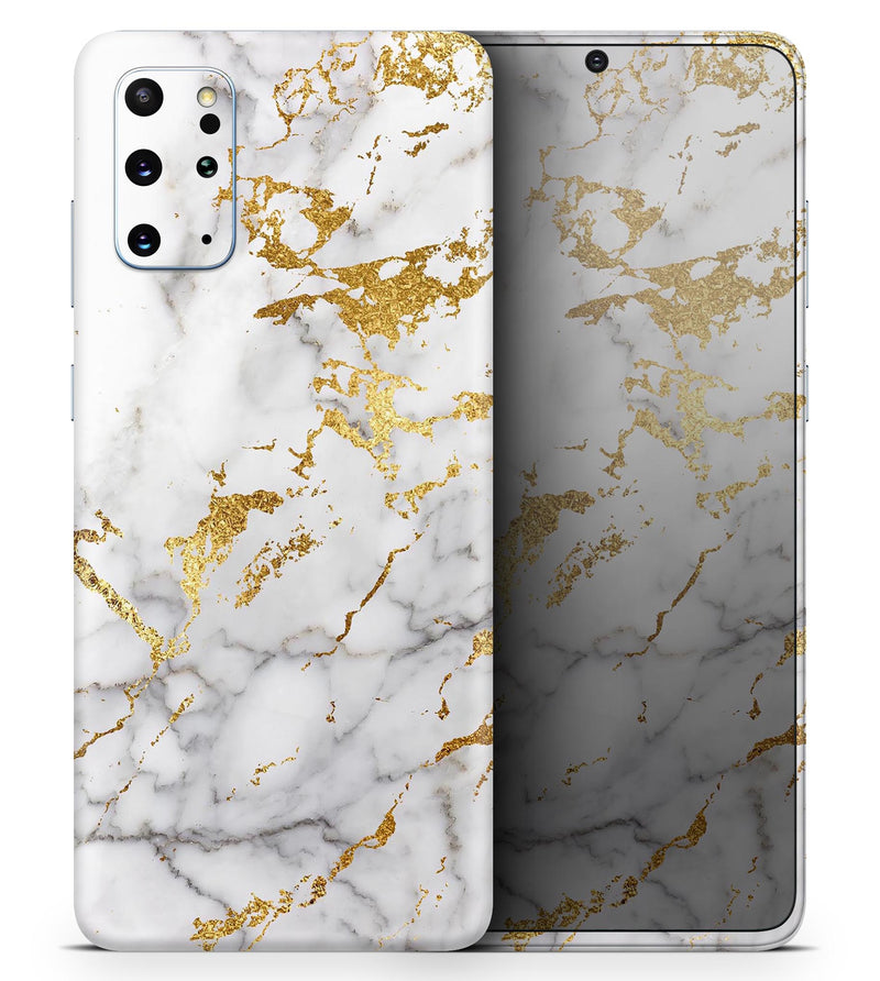 Marble & Digital Gold Foil V5 - Skin-Kit for the Samsung Galaxy S-Series S20, S20 Plus, S20 Ultra , S10 & others (All Galaxy Devices Available)